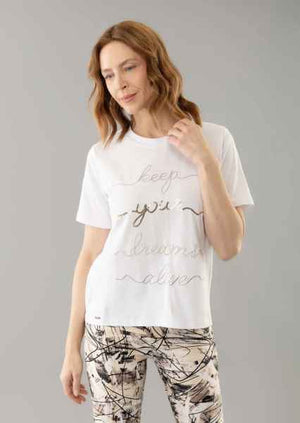 Open image in slideshow, &quot;Amari&quot; T-Shirt with Embroidered Writing
