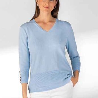 "Amina" 3/4 Sleeve V-Neck Sweater