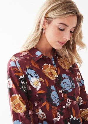 Printed Long Sleeve Poplin Shirt