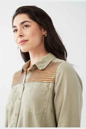 Open image in slideshow, Embellished Button Up Blouse
