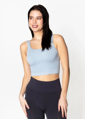 Open image in slideshow, Bamboo Ribbed Square Neck Crop Tank
