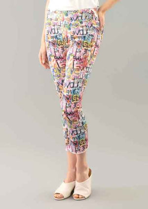 Wynwood Graffiti Print 25'' Flare Pant with Raw Hem