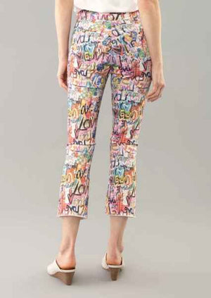 Wynwood Graffiti Print 25'' Flare Pant with Raw Hem