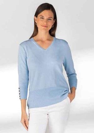 Open image in slideshow, &quot;Amina&quot; 3/4 Sleeve V-Neck Sweater
