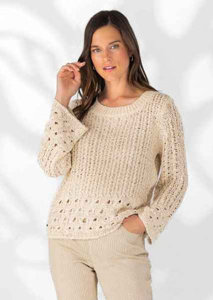 Open image in slideshow, &quot;Kiara&quot; Long Sleeve Crochet Sweater
