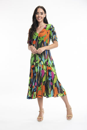 Open image in slideshow, Leaf Print &quot;Nicossia&quot; Dress
