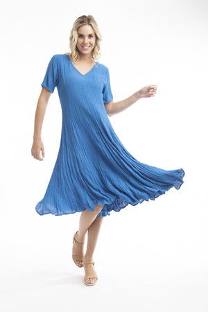 Open image in slideshow, Essentials Godet Short Sleeve Dress
