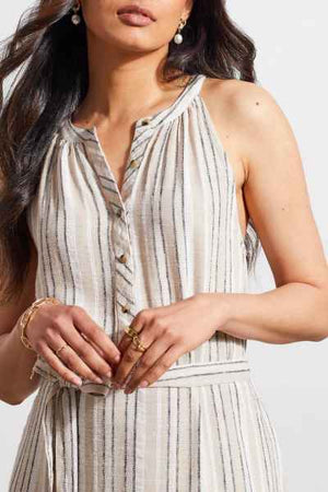 Open image in slideshow, Printed Sleeveless Halter Dress with Sash
