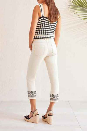 Audrey Crop Pant with Embroidered Hem