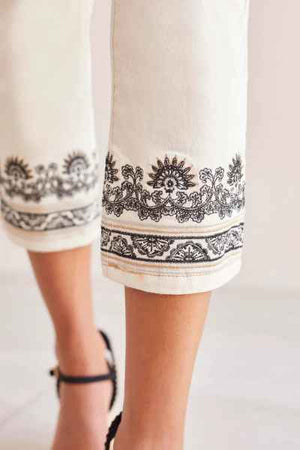 Audrey Crop Pant with Embroidered Hem