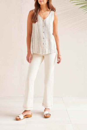 Open image in slideshow, Linen Blend Striped Button-Up Cami
