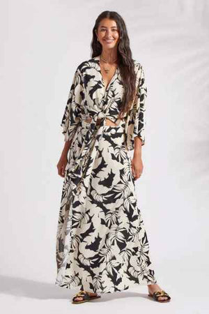 Open image in slideshow, Printed Pull-On Maxi Skirt with Slit
