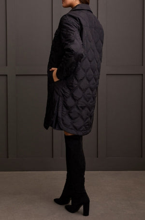 Long Quilted Button Up Jacket