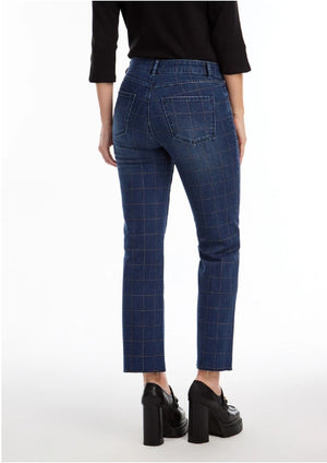 Metallic Check Christina Straight Ankle Jean