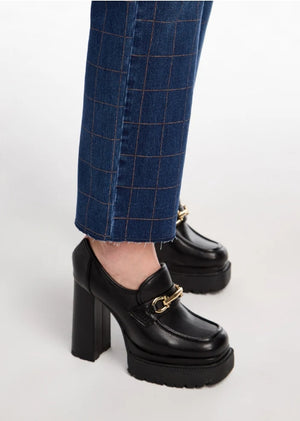 Metallic Check Christina Straight Ankle Jean