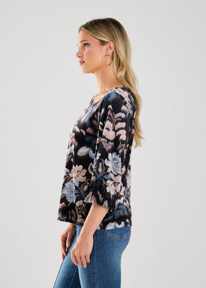 Printed Scrunch Sleeve Blouse