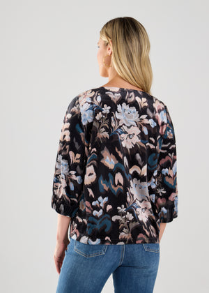 Printed Scrunch Sleeve Blouse