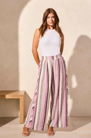Flowy Wide Leg Pull-On Pants With Pockets