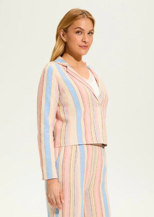 Aperol Stripe Yarn Dye Striped Crop Blazer
