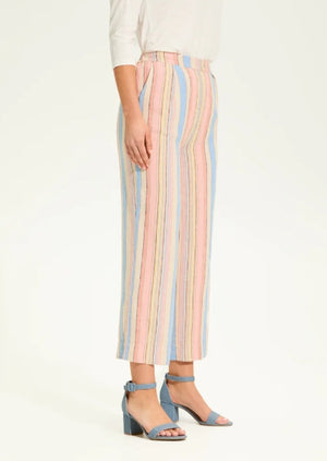 Aperol Stripe Pull-On Wide Crop Trouser