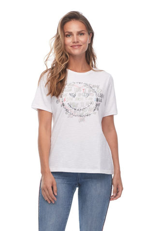 Short Sleeve Heart Graffiti Print Top