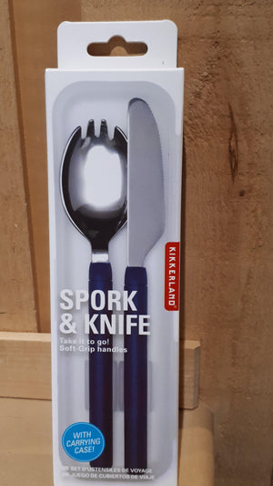 Open image in slideshow, Kikkerland Utensil Set Travel Spork &amp; Knife
