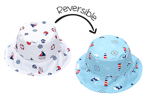 Open image in slideshow, Reversible Baby &amp; Kids Patterned Sun Hat
