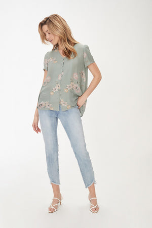 FDJ Short Bell Sleeve Printed Blouse  1534493