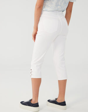 Suzanne High Rise Capri with Snap Details