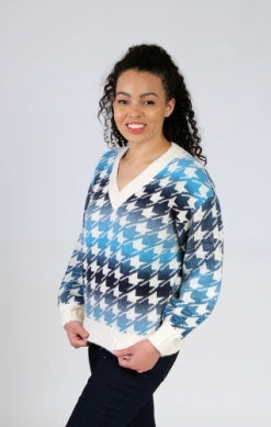 Houndstooth V-Neck Sweater