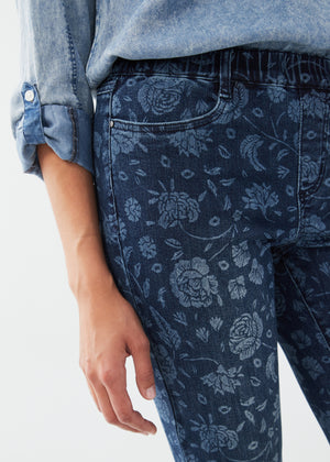 Printed Pull On Bootcut Jean