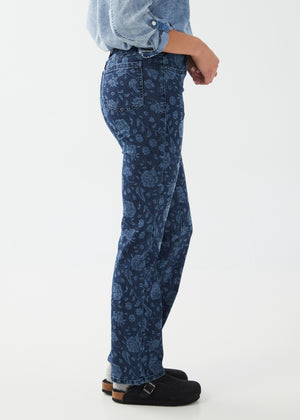 Printed Pull On Bootcut Jean