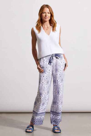 Printed Pull-On Ankle Pant with Waist Tie